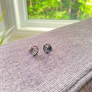 Volleyball tiny stud earrings  in black